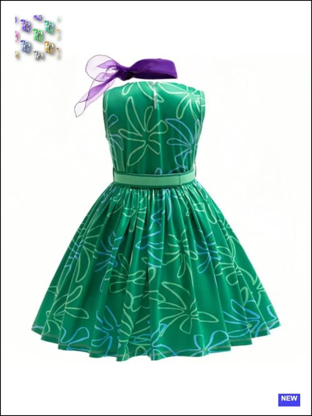 Girls Green Disgust Costume Kids Halloween Cosplay Dress 3-10Y with Wig